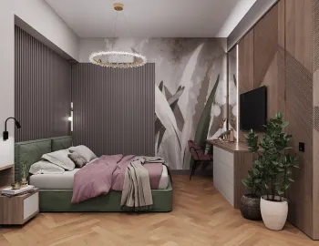 Интерьер спальни c рабочим местом в современном стиле смотреть на Basicdecor