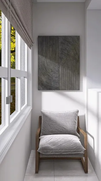 Интерьер балкона с окном, балконом и панорамными окнами  смотреть на Basicdecor