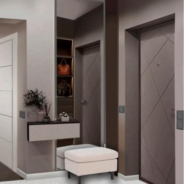 Интерьер с проходной и зеркалом на двери  смотреть на Basicdecor