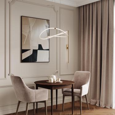 Интерьер кухни cветильниками над столом  смотреть на Basicdecor