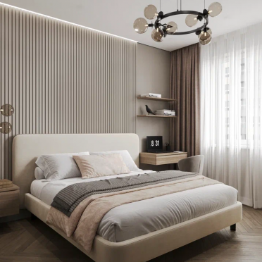 Интерьер спальни cветильниками над кроватью  смотреть на Basicdecor