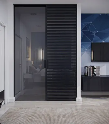 Интерьер прихожей с дверными жалюзи в неоклассике смотреть на Basicdecor