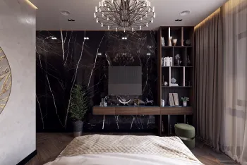 Интерьер спальни cветильниками над кроватью  смотреть на Basicdecor