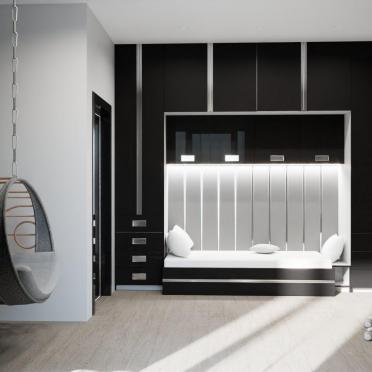 Интерьер спальни cветильниками над кроватью и с подсветкой  смотреть на Basicdecor