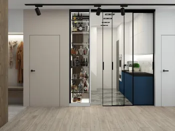 Интерьер кухни с перегородкой раздвижной  смотреть на Basicdecor