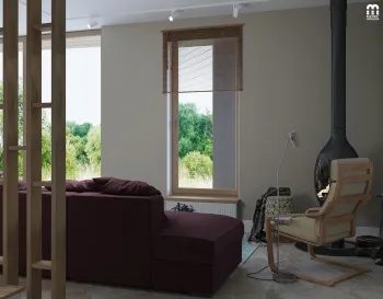 Интерьер спальни с жалюзи и дверными жалюзи  смотреть на Basicdecor
