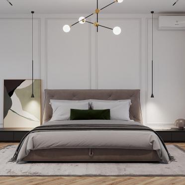 Интерьер спальни cветильниками над кроватью  смотреть на Basicdecor