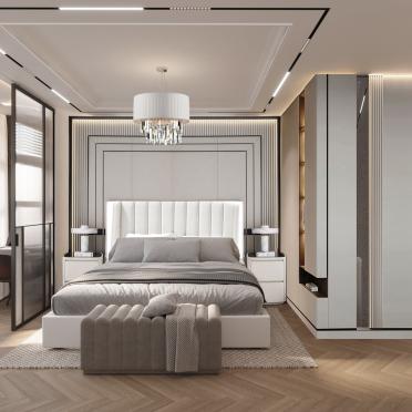 Интерьер спальни cветильниками над кроватью  смотреть на Basicdecor