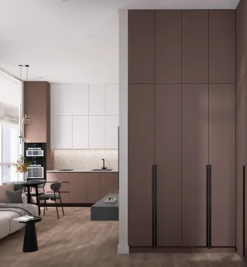 Интерьер гардеробной с перегородкой раздвижной  смотреть на Basicdecor