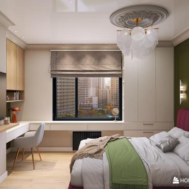 Интерьер спальни с жалюзи и дверными жалюзи  смотреть на Basicdecor