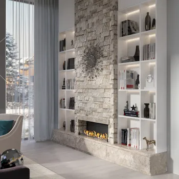 Интерьер гостиной с нишей с подсветкой  смотреть на Basicdecor