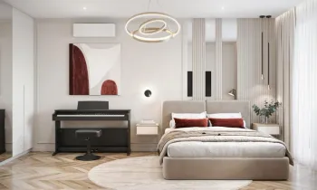 Интерьер cветильниками над кроватью в современном стиле смотреть на Basicdecor
