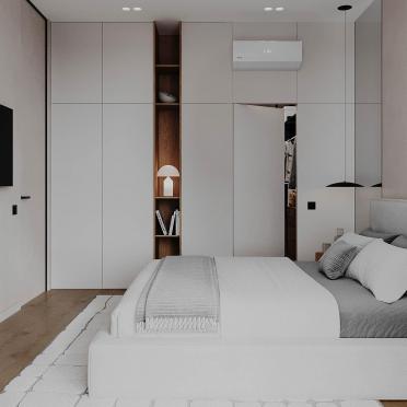Интерьер спальни cветильниками над кроватью  смотреть на Basicdecor