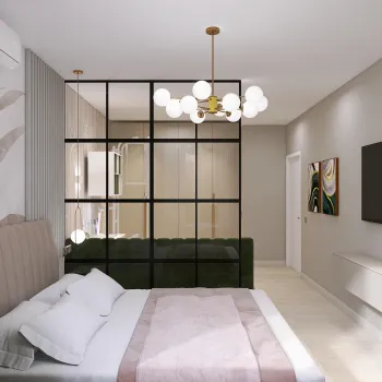 Интерьер спальни cветильниками над кроватью и с подсветкой в современном стиле смотреть на Basicdecor