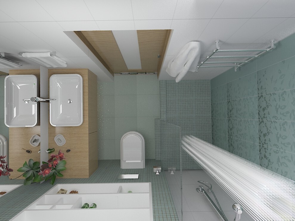 Интерьер ванной cовмещенным санузлом в классическом стиле