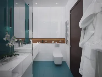 Интерьер ванной cовмещенным санузлом  смотреть на Basicdecor