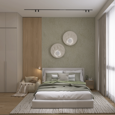 Интерьер спальни cветильниками над кроватью в эко смотреть на Basicdecor