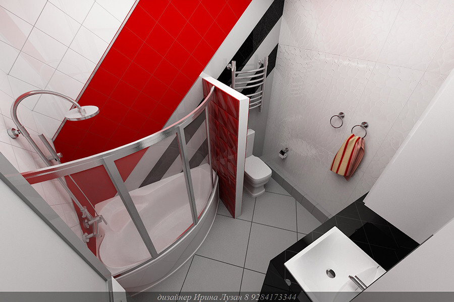 Интерьер ванной cовмещенным санузлом в современном стиле