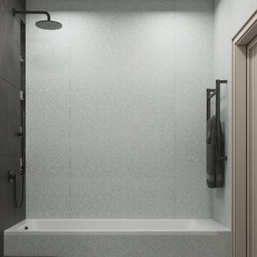 Интерьер ванной с душевой из плитки  смотреть на Basicdecor
