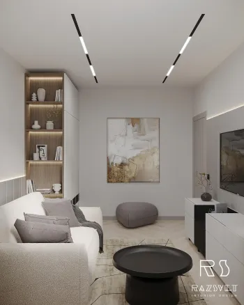 Интерьер cветовыми линиями и с подсветкой  смотреть на Basicdecor