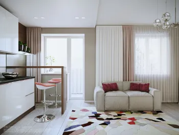 Интерьер с объединенной гостиной в современном стиле смотреть на Basicdecor