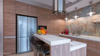 Интерьер кухни с барной стойкой в стиле фьюжн смотреть на Basicdecor