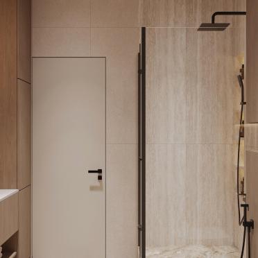 Интерьер ванной с зеркалом на двери  смотреть на Basicdecor