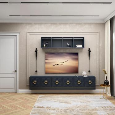 Интерьер кабинета с телевизором на стене  смотреть на Basicdecor