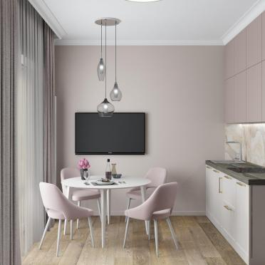 Интерьер кухни cветильниками над столом и с подсветкой  смотреть на Basicdecor