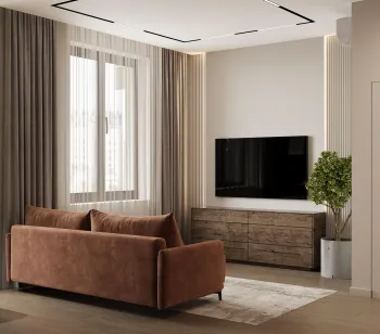 Интерьер гостиной cветовыми линиями  смотреть на Basicdecor