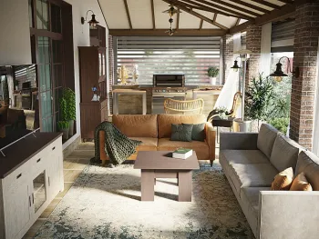 Интерьер с объединенной гостиной в ретро смотреть на Basicdecor