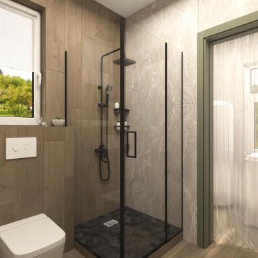 Интерьер ванной с душевой из плитки  смотреть на Basicdecor