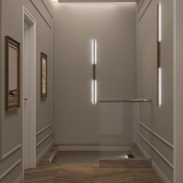 Интерьер коридора cветовыми линиями и с подсветкой  смотреть на Basicdecor