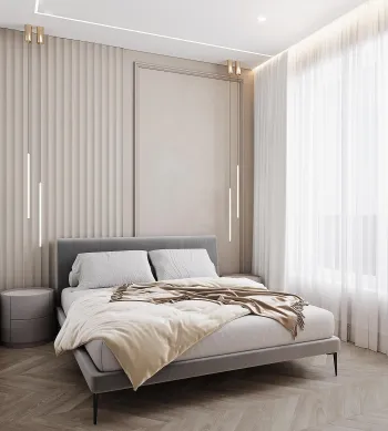 Интерьер спальни с жалюзи  смотреть на Basicdecor