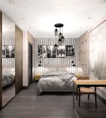 Интерьер спальни в стиле лофт смотреть на Basicdecor