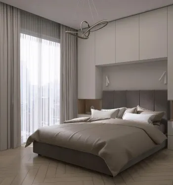 Интерьер спальни cветильниками над кроватью  смотреть на Basicdecor