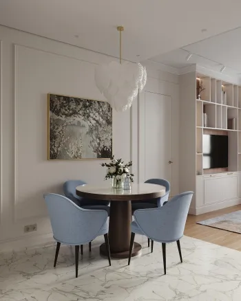 Интерьер гостиной cветильниками над столом  смотреть на Basicdecor