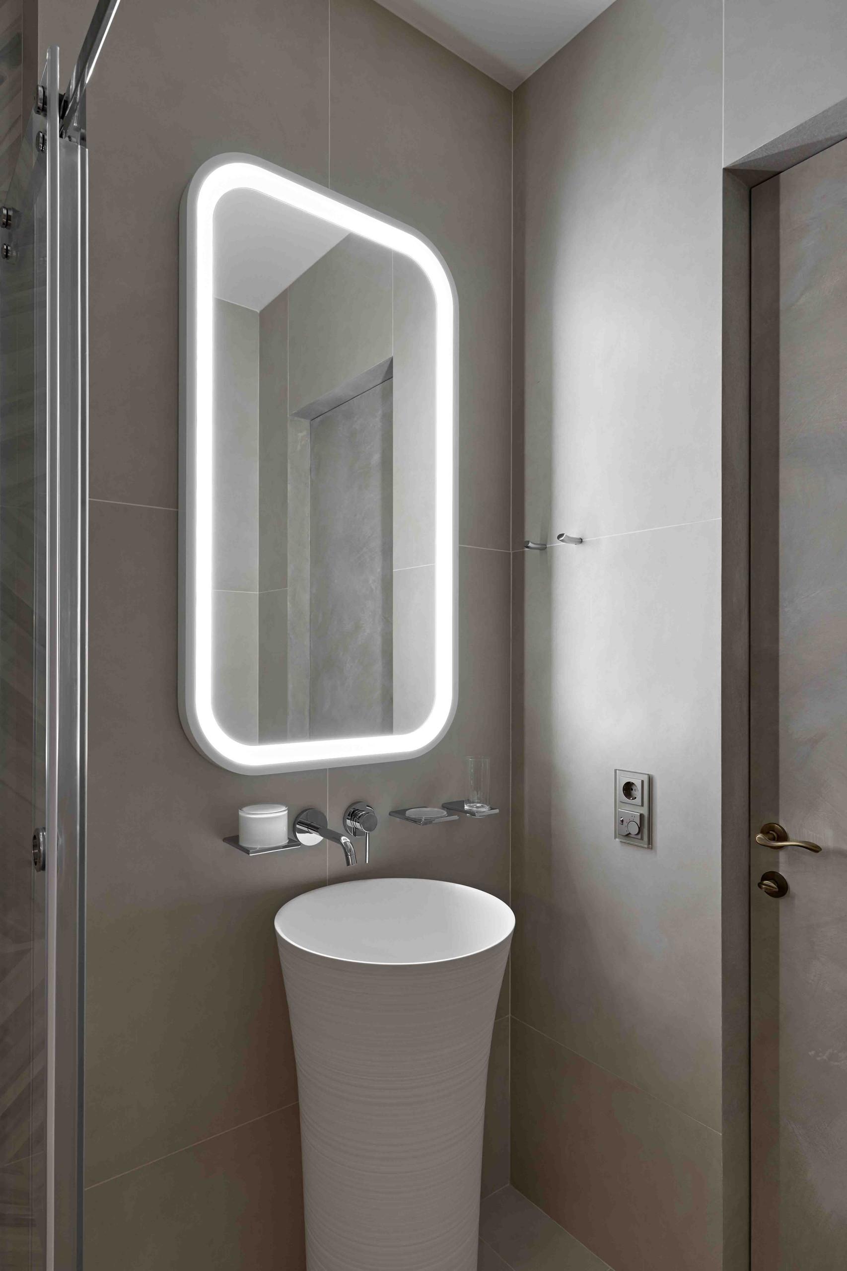 Интерьер ванной с подсветкой светодиодной в стиле фьюжн