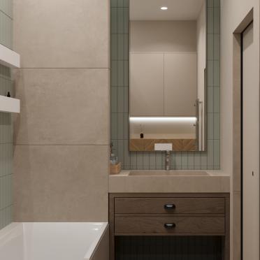 Интерьер ванной cовмещенным санузлом  смотреть на Basicdecor