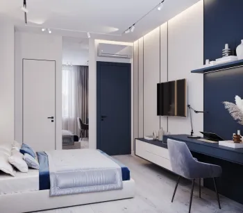 Интерьер спальни cветильниками над кроватью и с подсветкой  смотреть на Basicdecor