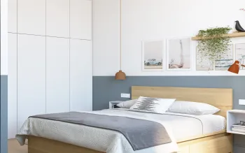 Интерьер спальни cветильниками над кроватью  смотреть на Basicdecor