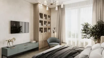 Интерьер спальни cветильниками над кроватью  смотреть на Basicdecor