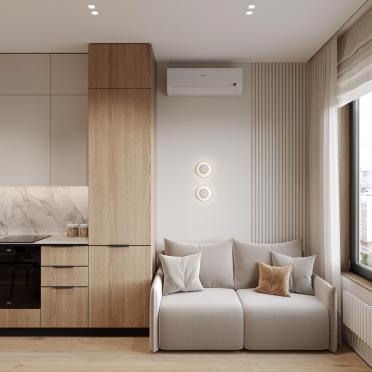 Интерьер кухни cветильниками над кроватью и с подсветкой  смотреть на Basicdecor