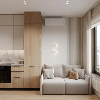 Интерьер кухни cветильниками над кроватью и с подсветкой  смотреть на Basicdecor
