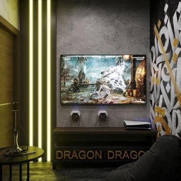 Интерьер кафе и ресторана с телевизором на стене  смотреть на Basicdecor