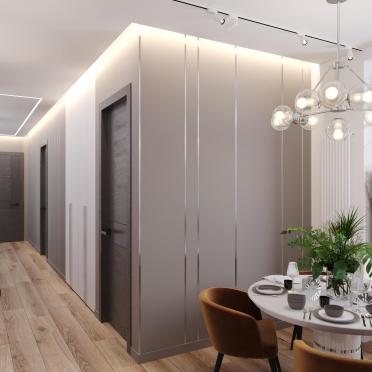 Интерьер кухни cветовыми линиями и с подсветкой  смотреть на Basicdecor