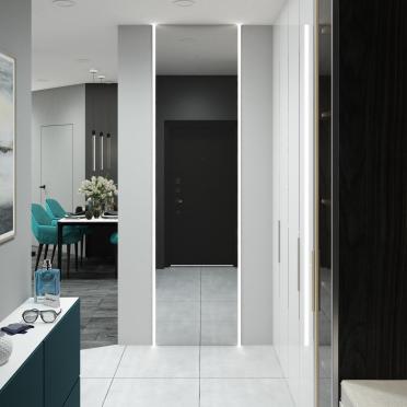 Интерьер прихожей с зеркалом на двери  смотреть на Basicdecor