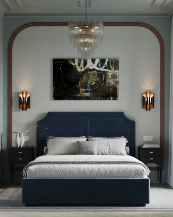 Интерьер спальни cветильниками над кроватью  смотреть на Basicdecor