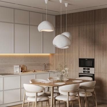 Интерьер гостиной cветильниками над столом  смотреть на Basicdecor