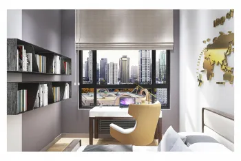 Интерьер c рабочим местом и жалюзи  смотреть на Basicdecor